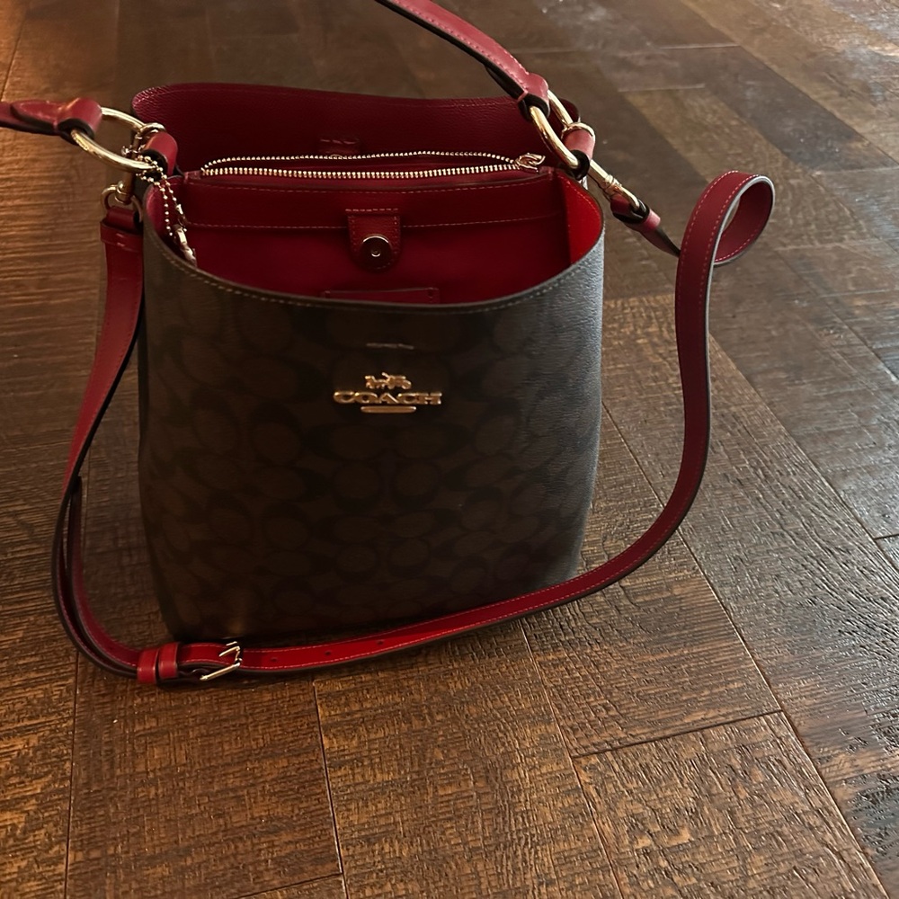 Coach Red and Brown Crossbody Bag